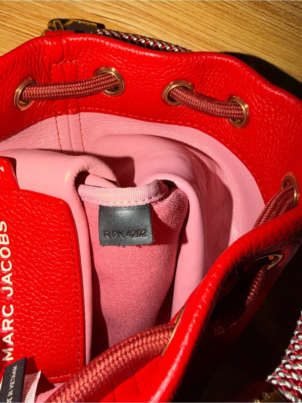 NWT Marc Jacobs Red Leather Bucket Hobo with Braided Handle